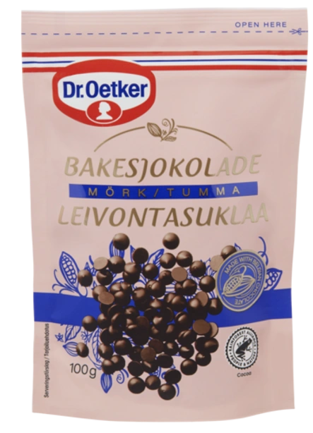 Dr. Oetker Bakesjokolade Mørk (grovhakket)