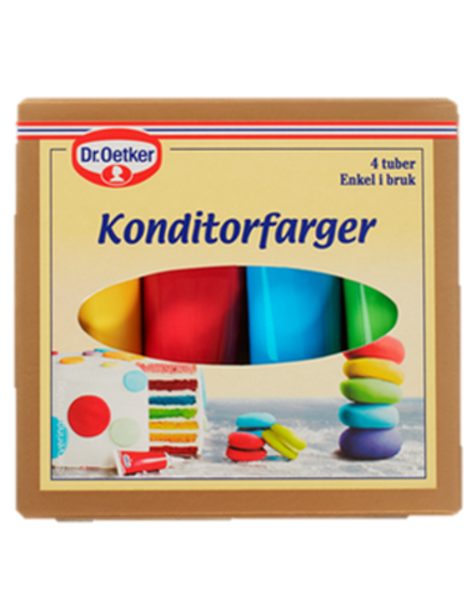 Dr. Oetker Konditorfarge Rød/Blå/Gul/Grønn