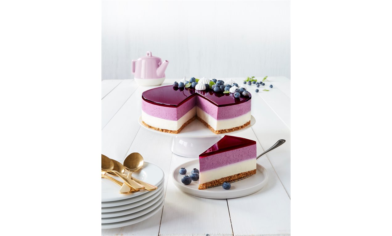 Ostekake med blåbær og vanilje